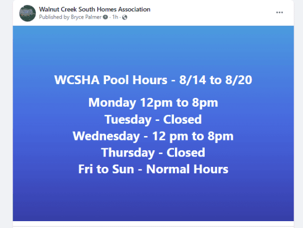 Pool Hours 8.14 – 8.20