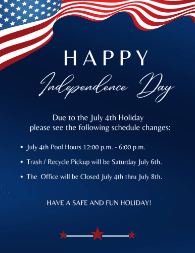 Due to the July 4th Holiday